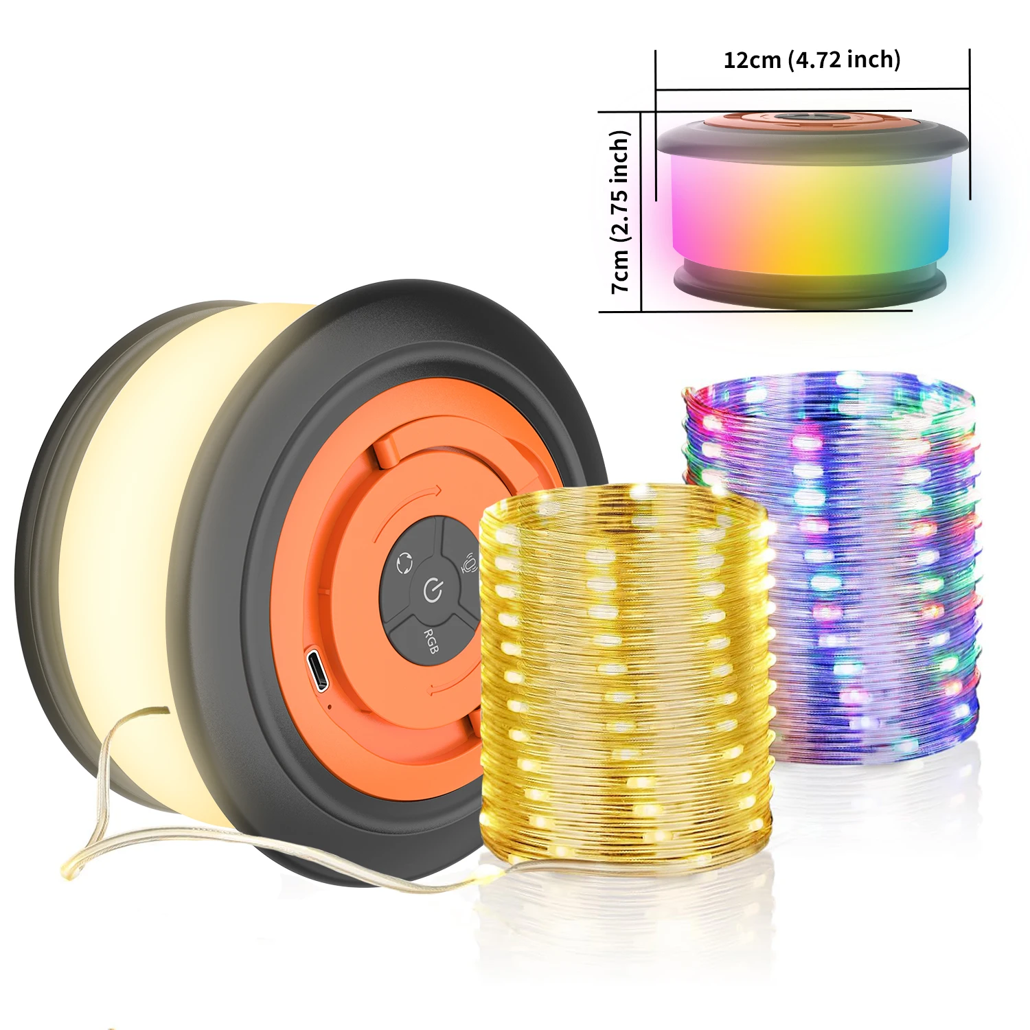 Camping light string, 19 lighting modes, 3-in-1 rechargeable tent light string, portable quick storage outdoor camping lights