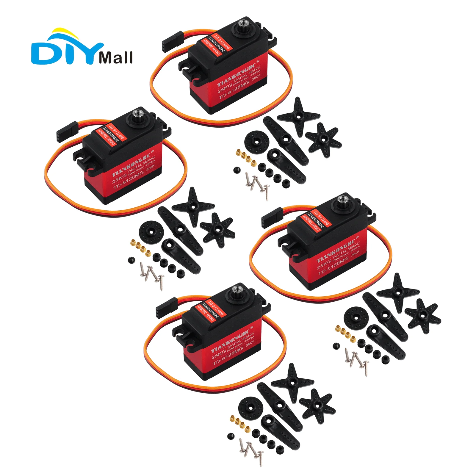 

4pcs/lot Waterproof TD-8125 25KG High Torque Digital Servo 360° for RC Robot Car