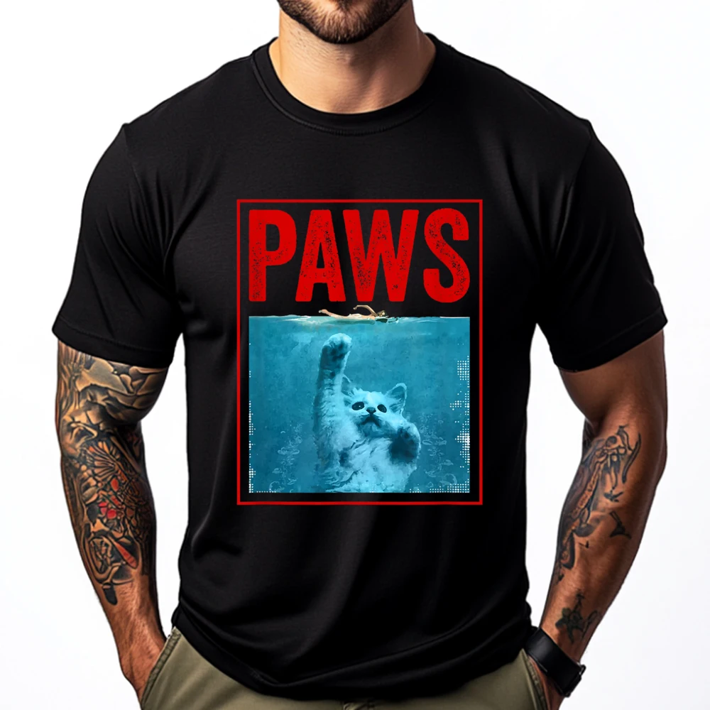 

PAWS Funny Cat Kitten For Shark And Cat Lovers Designer Clothes Men Men's Clothing 2025 Graphic