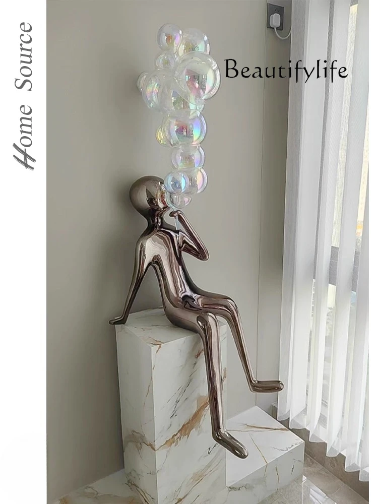 Nordic art figures Sales office Hotel lobby Staircase Living room decoration Floor-to-ceiling ornament