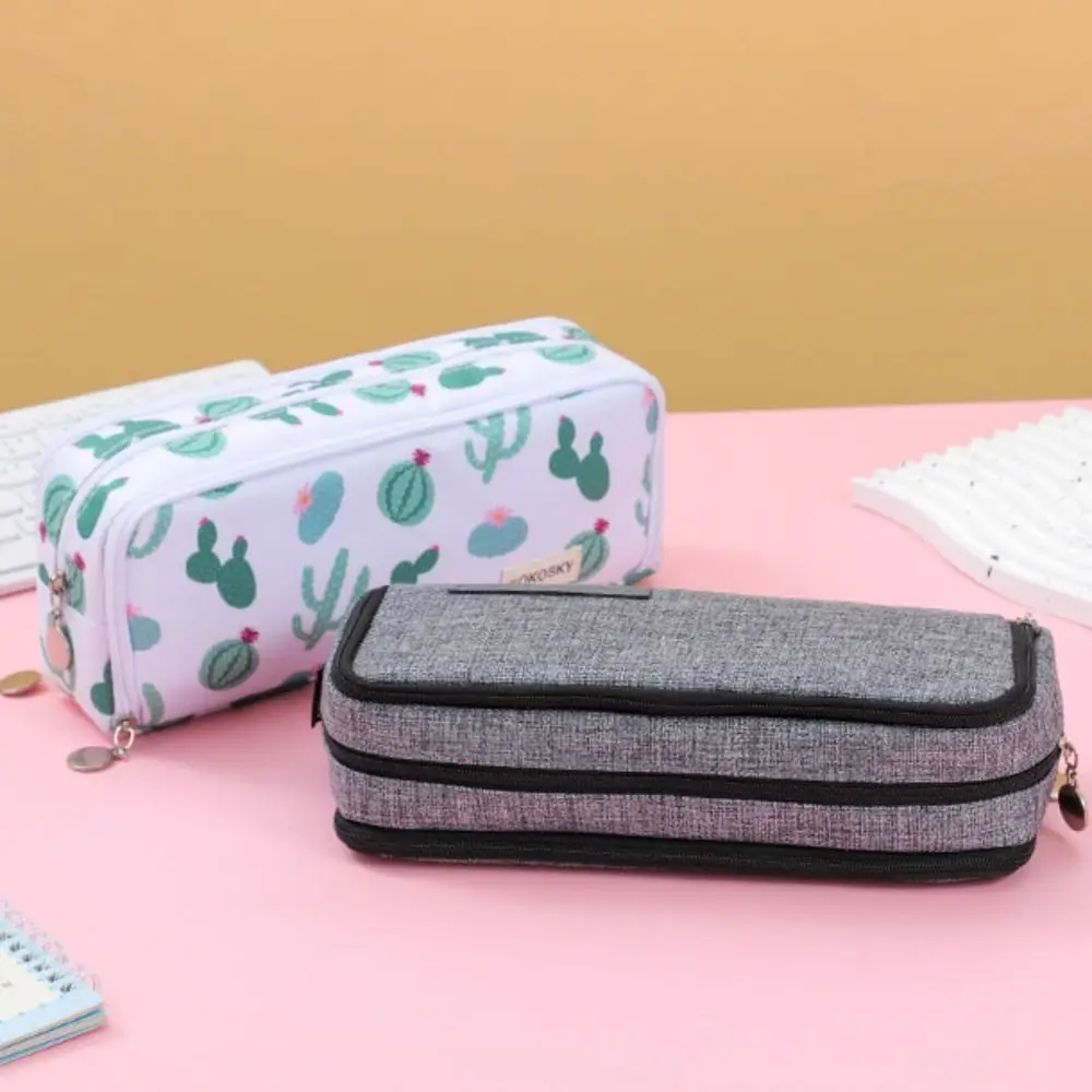 High Quality Large Storage Pencil Bag Zipper Creative Pen Case 3 Compartment Cute Pencil Pouch School