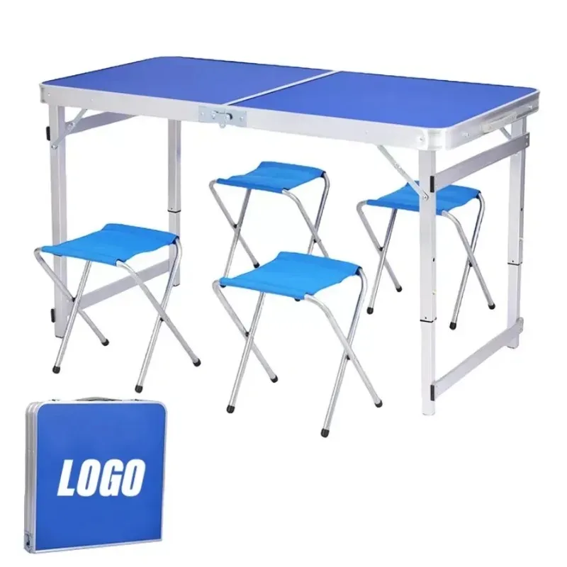 Mesa de Picnic, juego de mesa, mango fácil de llevar, altura ajustable, artesanía, aluminio, Camping, plegable, Metal, aluminio, moderno