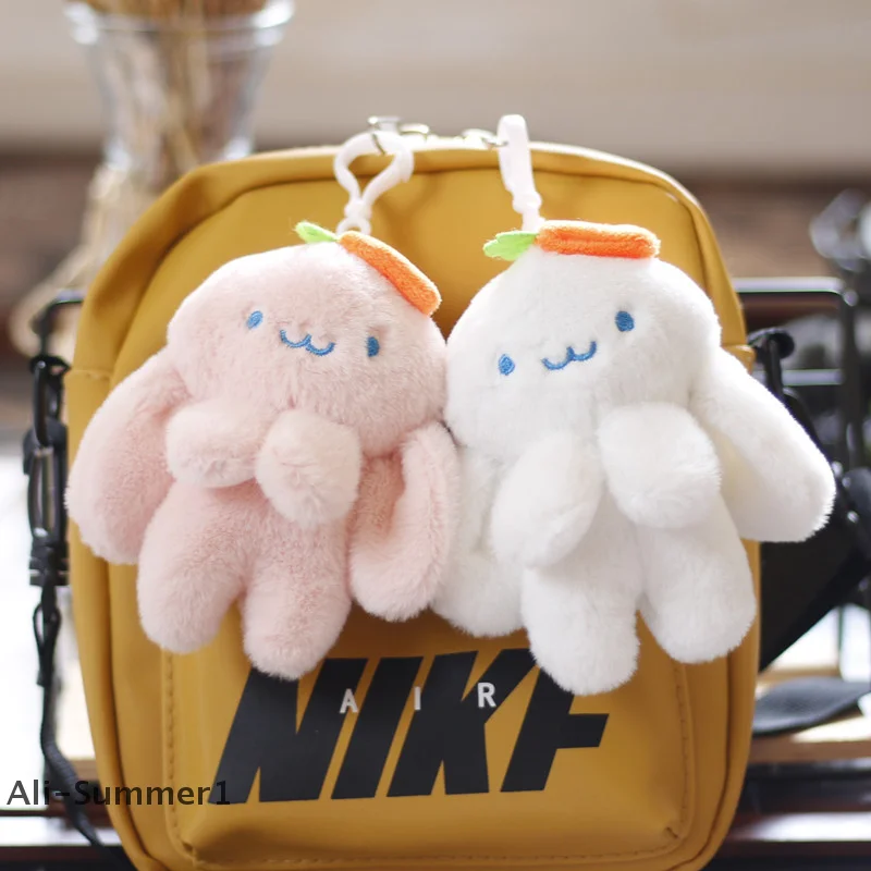 【E】Plush Long-ear Radish Rabbit Schoolbag Pendant Key Chain Creative Doll Cartoon Rabbit Bag Pendant Key Chain Rabbit-year Gift