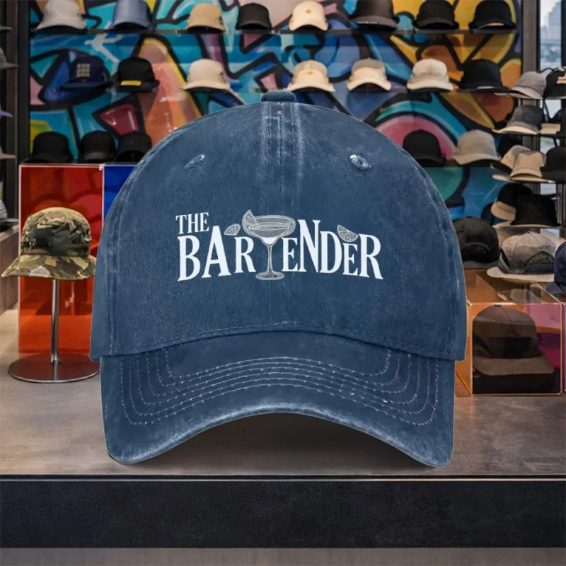 THEBARTENDER Bartender Baseball Cap Unisex Peaked Vintage Casual Hat for Outdoor Travel Camping Multiple Colors
