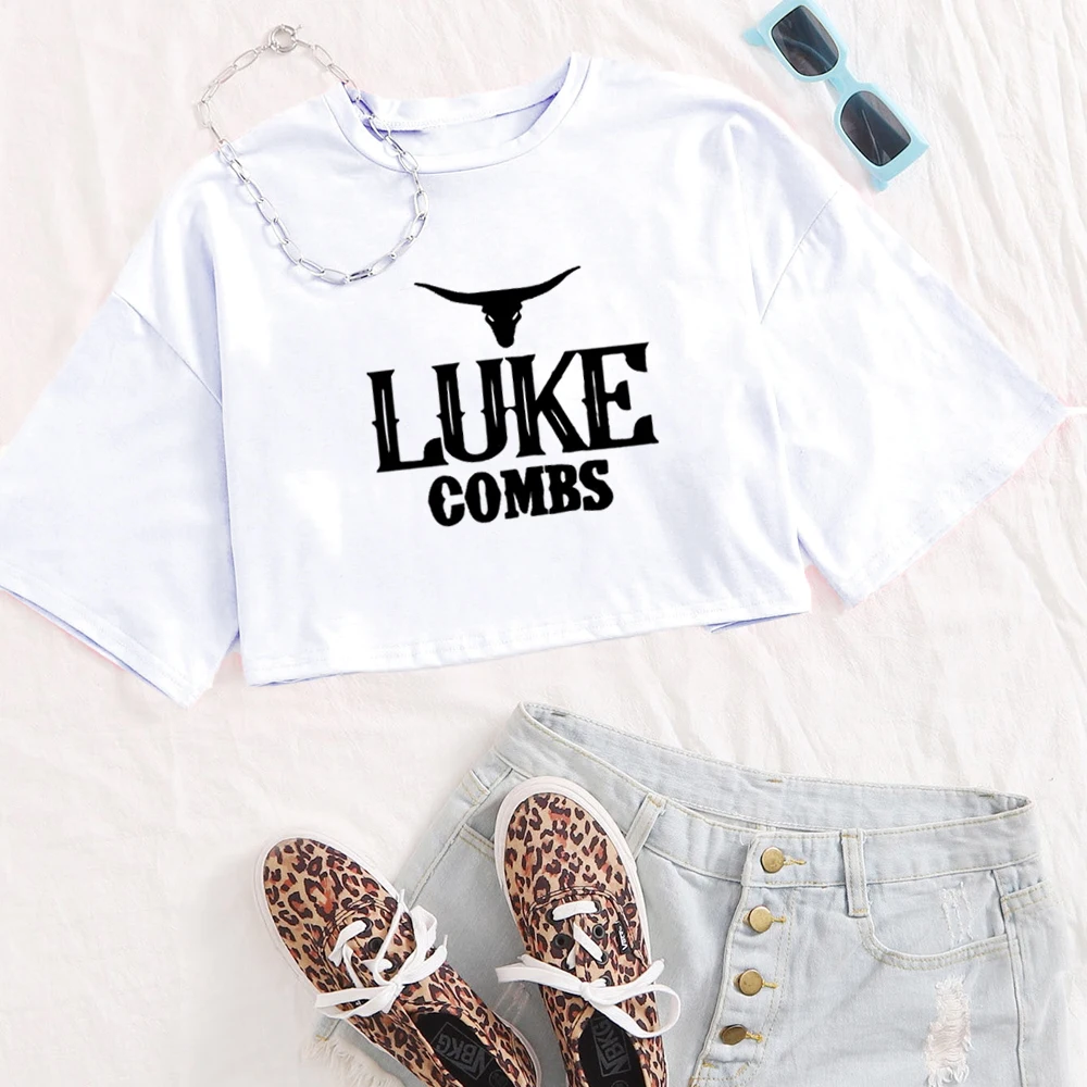 Luke Combs Tour 2024 Shirt Tops O-Neck Short Sleeves Casual Fans Gift Regular Girls Clothing Super-short