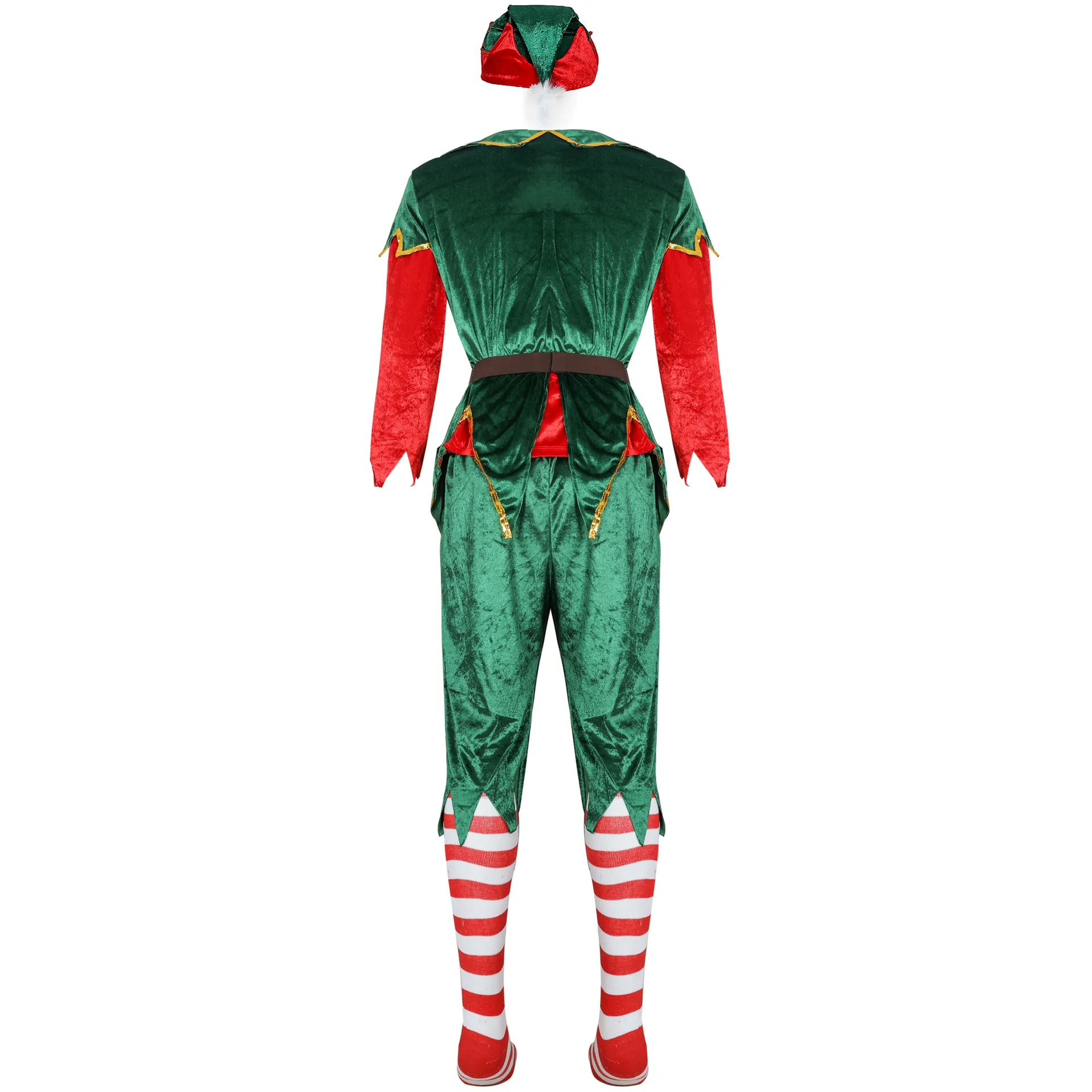 Mannen Vrouwen Kerst Groene Elf Kostuum Kerstfeest Cosplay Santa Helper Elf Paar Pak