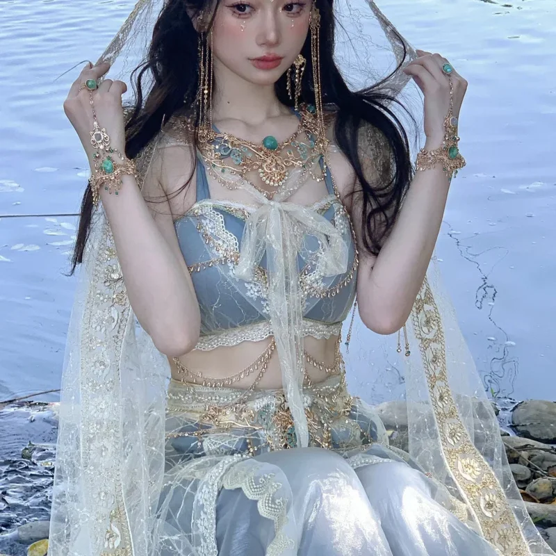 Cyesotic feminino ocidental beleza fotografia mostrar roupas voando exótico pesado indústria dança desempenho roupas