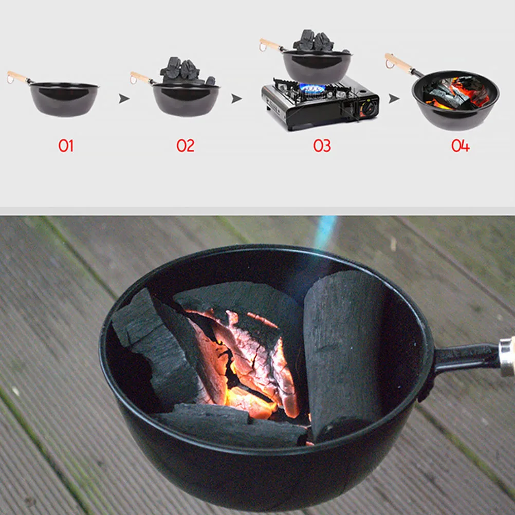

1Pcs Charcoal Burner Portable Outdoor Iron Pot Charcoal Burning Pot Camping Fire Making Barbecue Equipment Camping Equipment