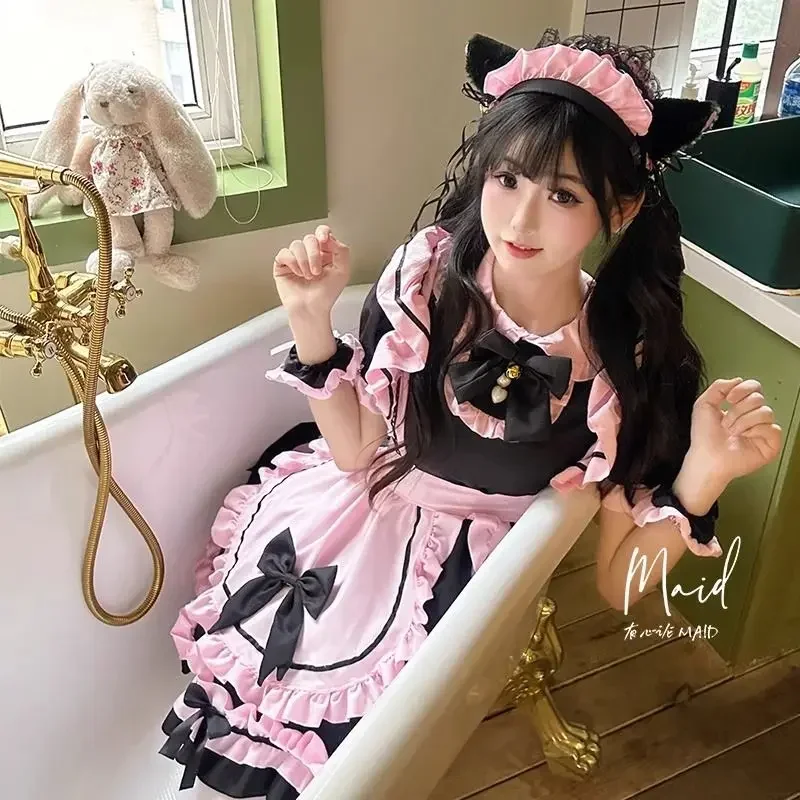 Gato japonês menina empregada traje cosplay traje halloween vestido plus size