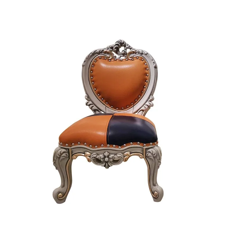 European leather children's back chair American small stool living room sofa stool coffee table low stool view 5