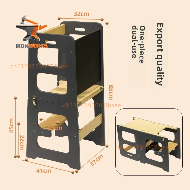 3-in-1 Foldable Hand Washing Stool Multi-functional Kitchen Chair Learning Tower