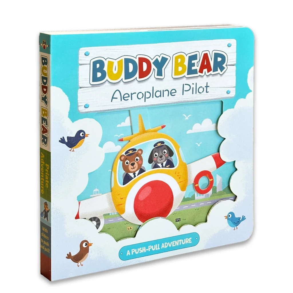 

[New Arrival In Stock] Push and Pull Book for Toddlers Buddy Bear Aeroplane Book Children's Push-and-Pull Mechanism Book
