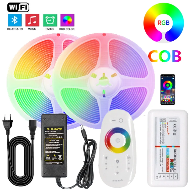 

Светодиодная лента с Wi-Fi, Bluetooth, музыкальсветильник светодиодная лампа, RGB, COB, гибкая лента, Диодная, 12 В, 810 светодиодов, ИК, RF, сенсорный пульт дистанционного управления, ФОБ, лампа, ремень