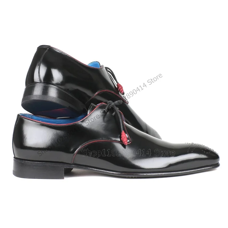 Zapatos Derby transpirables con punta cuadrada para hombre, zapatos de vestir con cordones, lujosos, hechos a mano, para fiesta y oficina, color negro