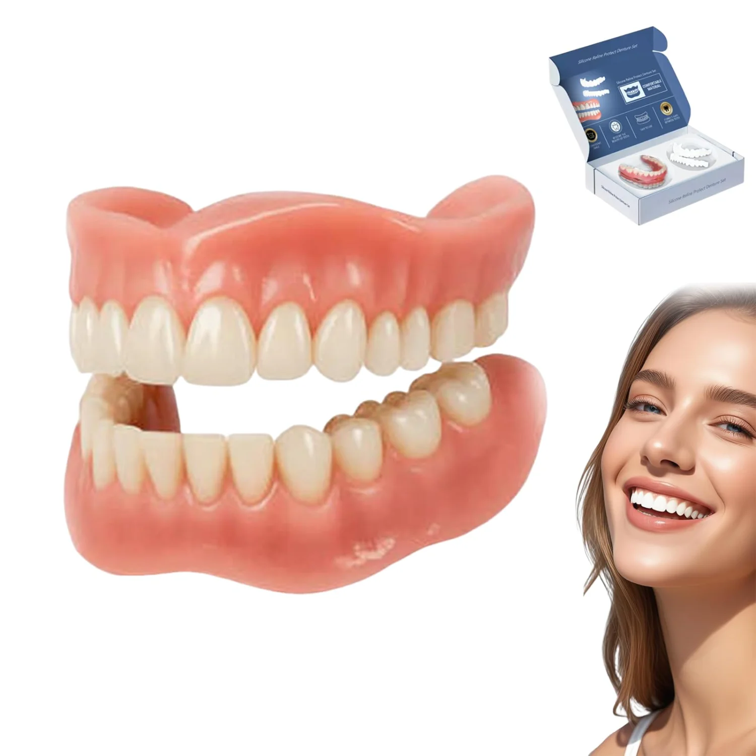 Silicone Denture Cover Set Fit Comfortable Artificial Dentures Make Your Own Improve Smile Dental 2026 New