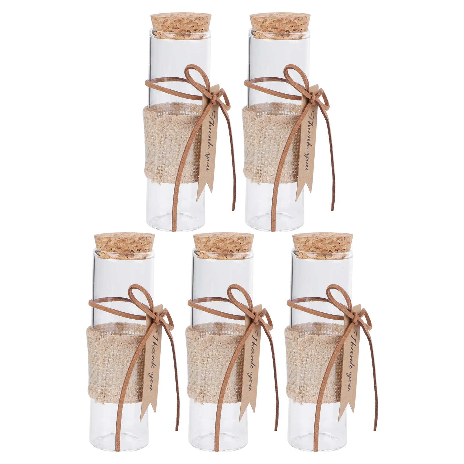 

5pcs Creative Glass Candy Bottle Unique Holder Party Wedding Decor Small Storage Container Lightweight Box (Khaki)