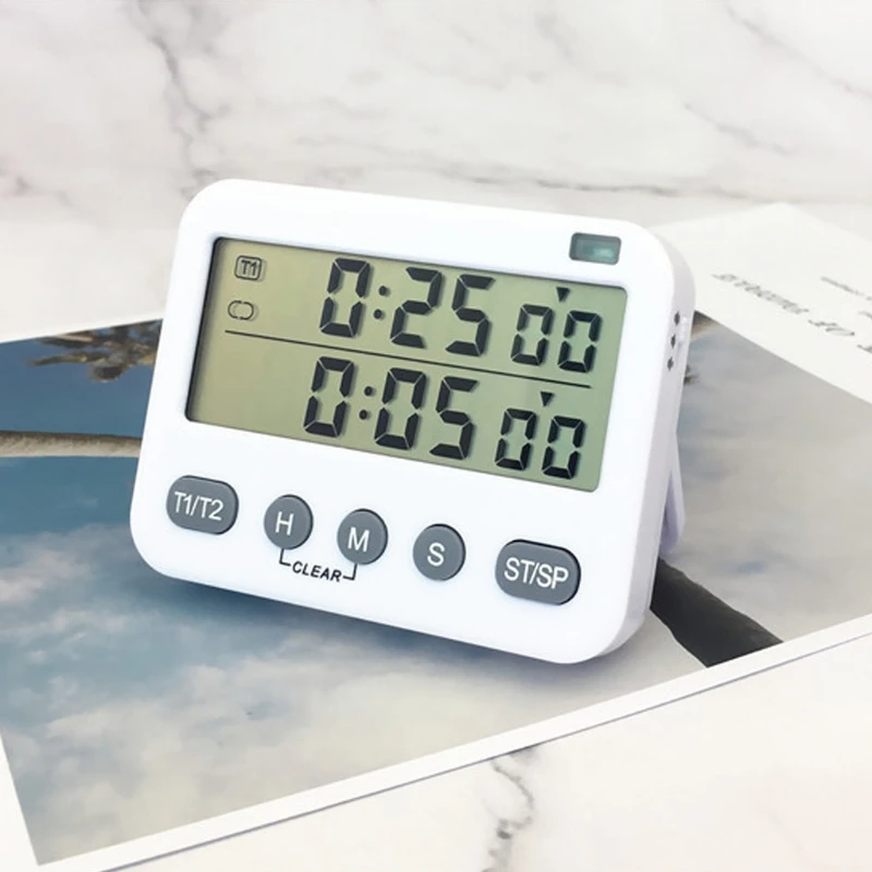 Dual Digital Timer , Kitchen Timer for Cooking Countdown Timers for w/ Magnetic - Batteries Not Included KXRE