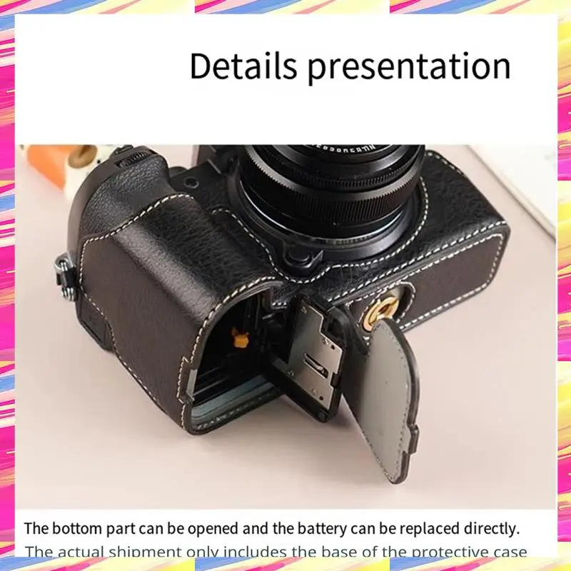 AIAI Camera Case Camera Storage Bag Fujifilm X-M5 Protector Strap Base Cover Retro Leather