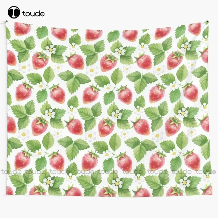 Strawberry Jam Food Green Summer Fresh Fruit Tapestry Tapestry Dark Blanket Tapestry Bedroom Bedspread Decoration Wall Covering