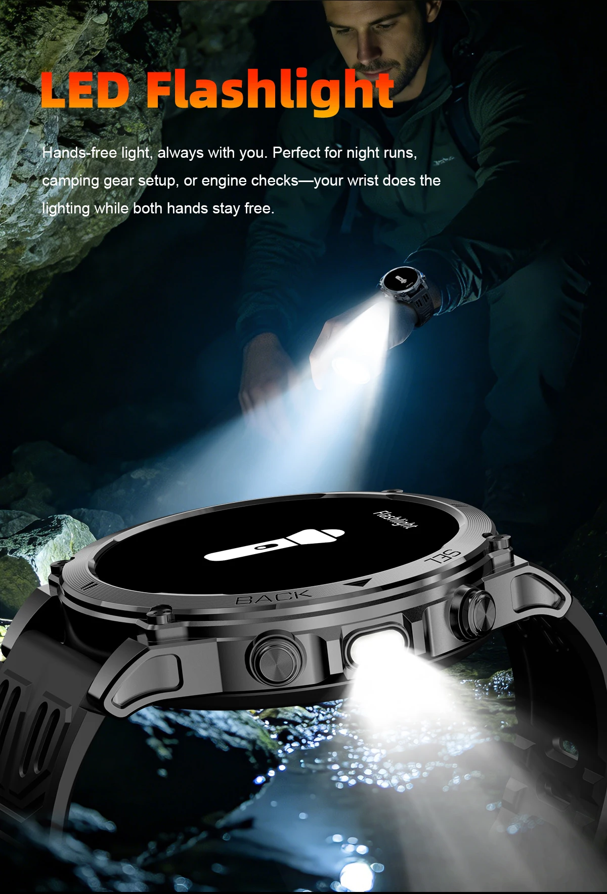 Neue T-RX 4 Militär-GPS-Smartwatch für Herren, 6 Satelliten, präzise Positionierung, 10 ATM wasserdicht, HD-Anruf, 170+ Sportmodi, LED-Taschenlampe – Detail 11