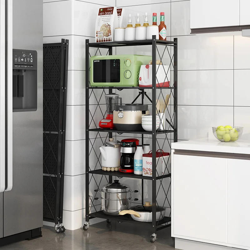 Factory direct sales, kitchen rack, multi-layer microwave oven, one-second folding storage rack, storage and finishing kitchen u