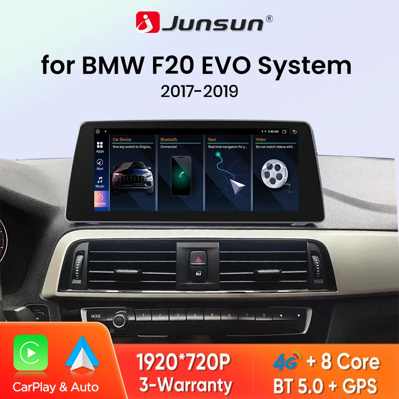 Junsun 10,25'' Wireless CarPlay Android Auto Autoradio für BMW 1er F20 2017-2019 EVO System Intelligentes System Stereo GPS-Navigation