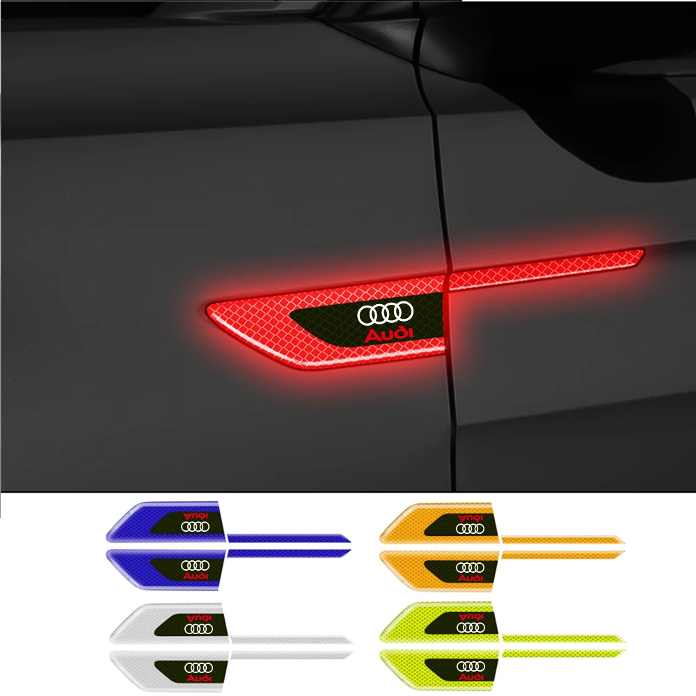 2Pcs Car Accessories Car Fender Door Warn Safety Reflective Sticker Decal For Audi Sline A3 A4 A5 A6 B6 B7 B9 8p 8v B8 C7 TT B5 view 2