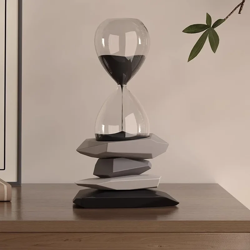 Modern simple stone to run hourglass timer porch ornament creative home decoration