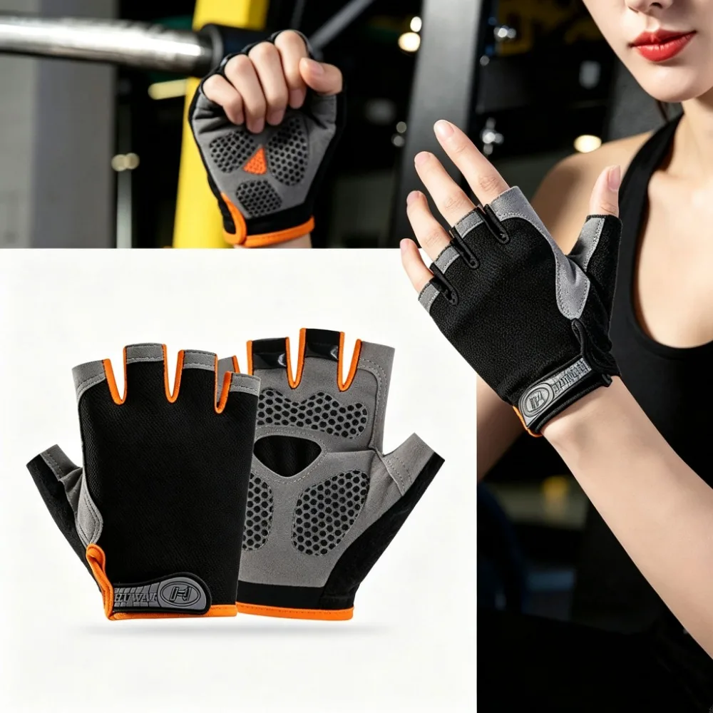 Fingerless Gym Gloves for Men Women, Breathable Anti‑Slip Fitness Training Gloves for Bodybuilding Cycling Sports