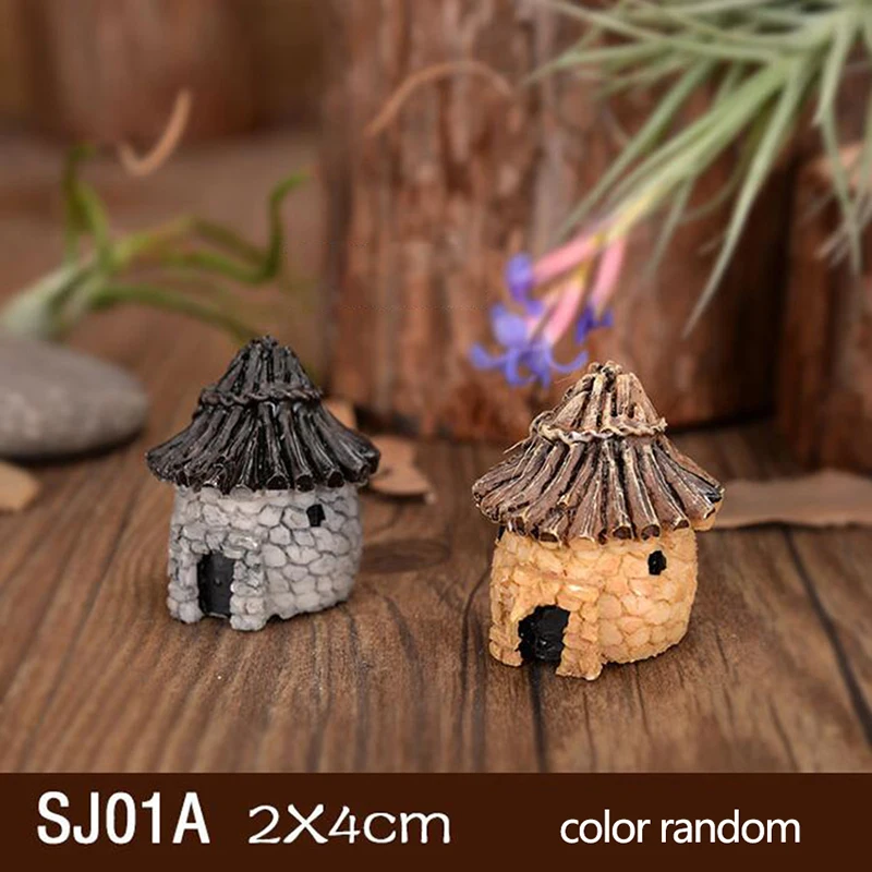 1 Pcs Hut House Thatched Cottage Mini Craft Figurine Plant Pot Ornament Miniature Fairy Garden Decration Supplies