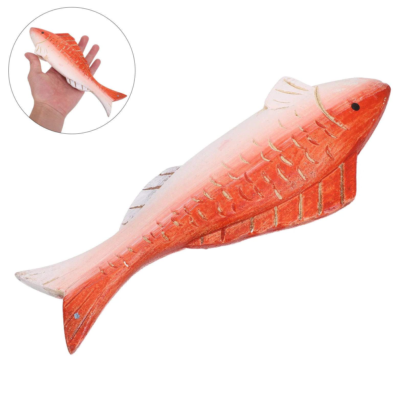 

Wooden Fish Statue Vintage Design Natural Texture Animal Sculpture for Desktop Bookshelf Bathroom Decor Mediterranean Home