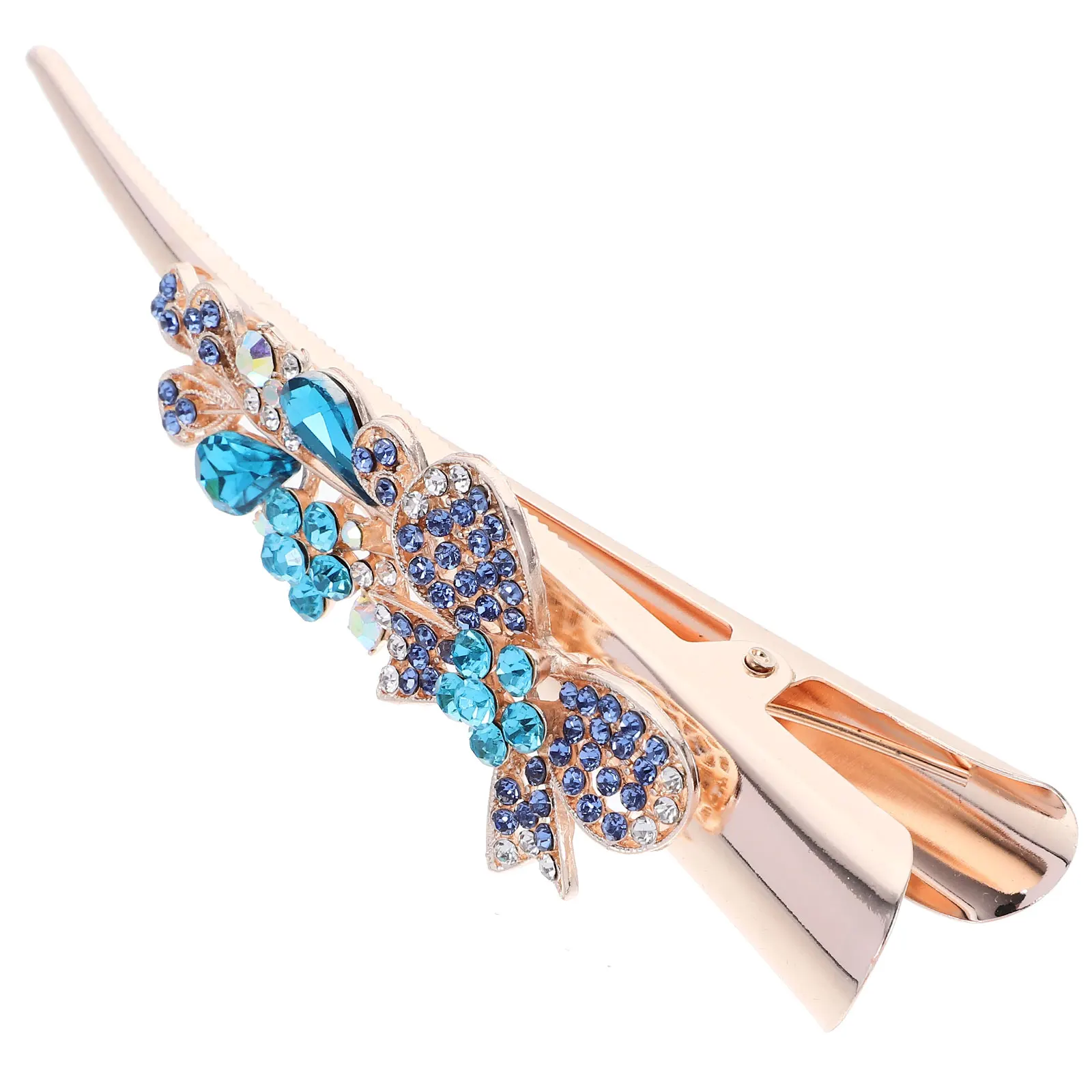 

Horn Clip Hair Accessories Women Large Rhinestone Hairpins Blue Metal Vintage Clips for Hair Daily Party Decorative Duckbill