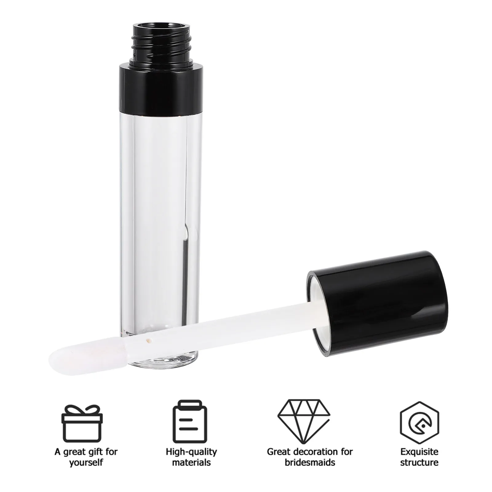 10Pcs Refillable Lip Gloss Bottles 8Ml Empty Vials Brush Inside Portable Reusable Lip Balm Tubes Perfume Containers DIY