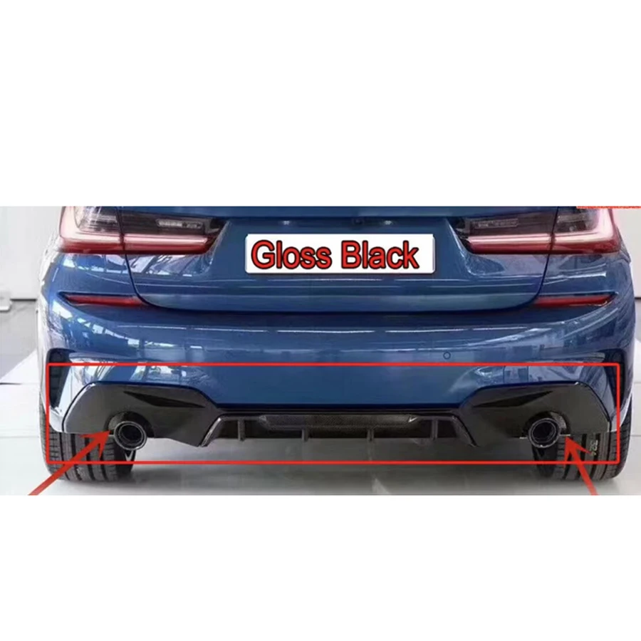

For BMW 3 series G20 2019-2022 Bright Black Rear Bumper Diffuser Spoiler Rear Splitters Spoiler Back lip Diverter black MP style