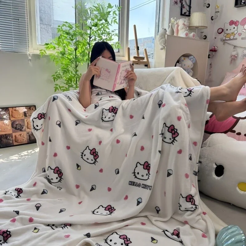 TOPTOY Licensed Kawaii Cute Cartoon Girls Plush Blanket Double Sided Milk Velvet Soft Cozy Throw For Bed Dorm Office Aircon Nap
