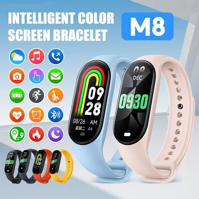 

2023 M8 Smart Watch Color Screen Step Counting Multi Sport Mode Message Reminder Photography Music Remote Control Smart Band