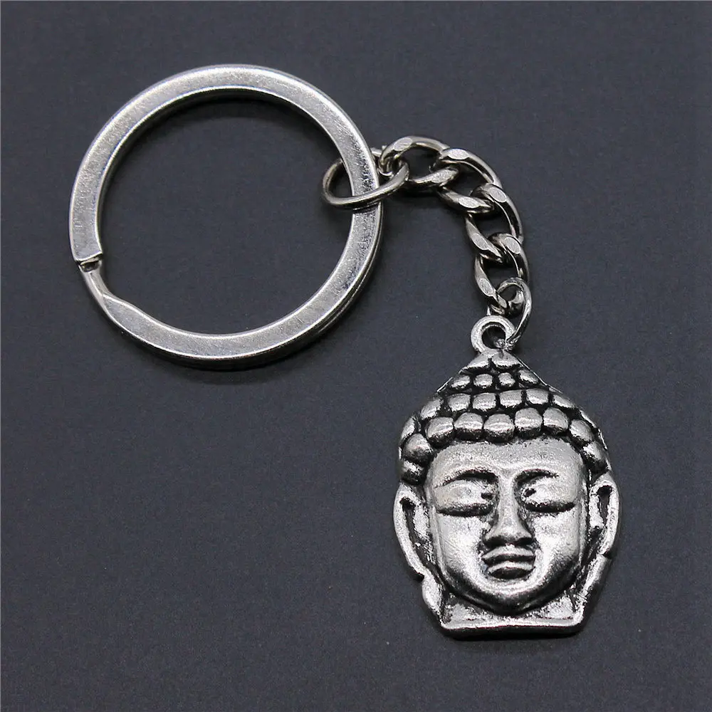 1pcs Buddha Head Buddha Statue Buddhism aesthetic keychains Pendant jewelry making new in Ring Size 28mm
