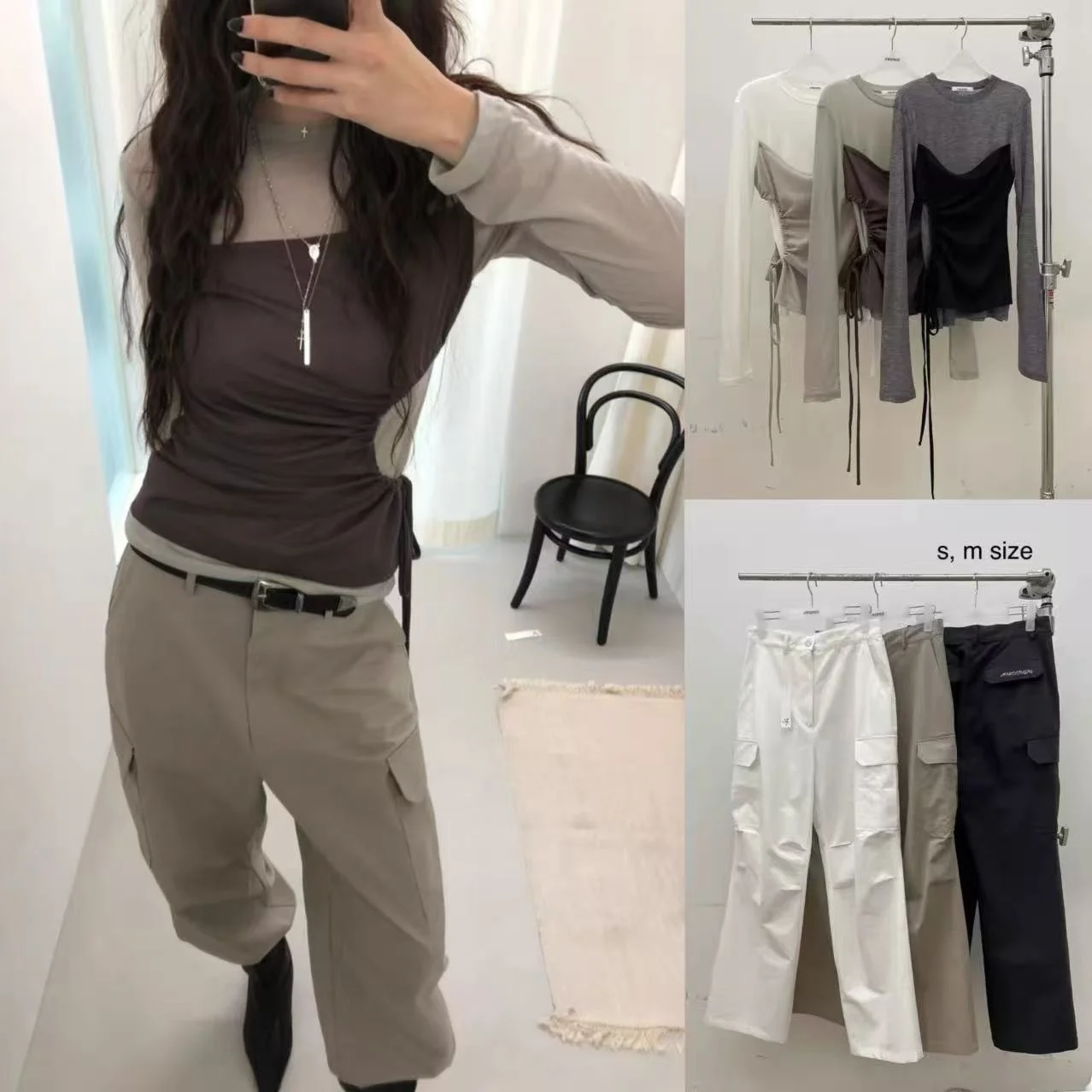 

Футболка Slim Fit Long Sve round Ne, рабочие брюки, повседневные брюки, комплект из двух предметов, осенний дизайн, женский ансамбль Faion