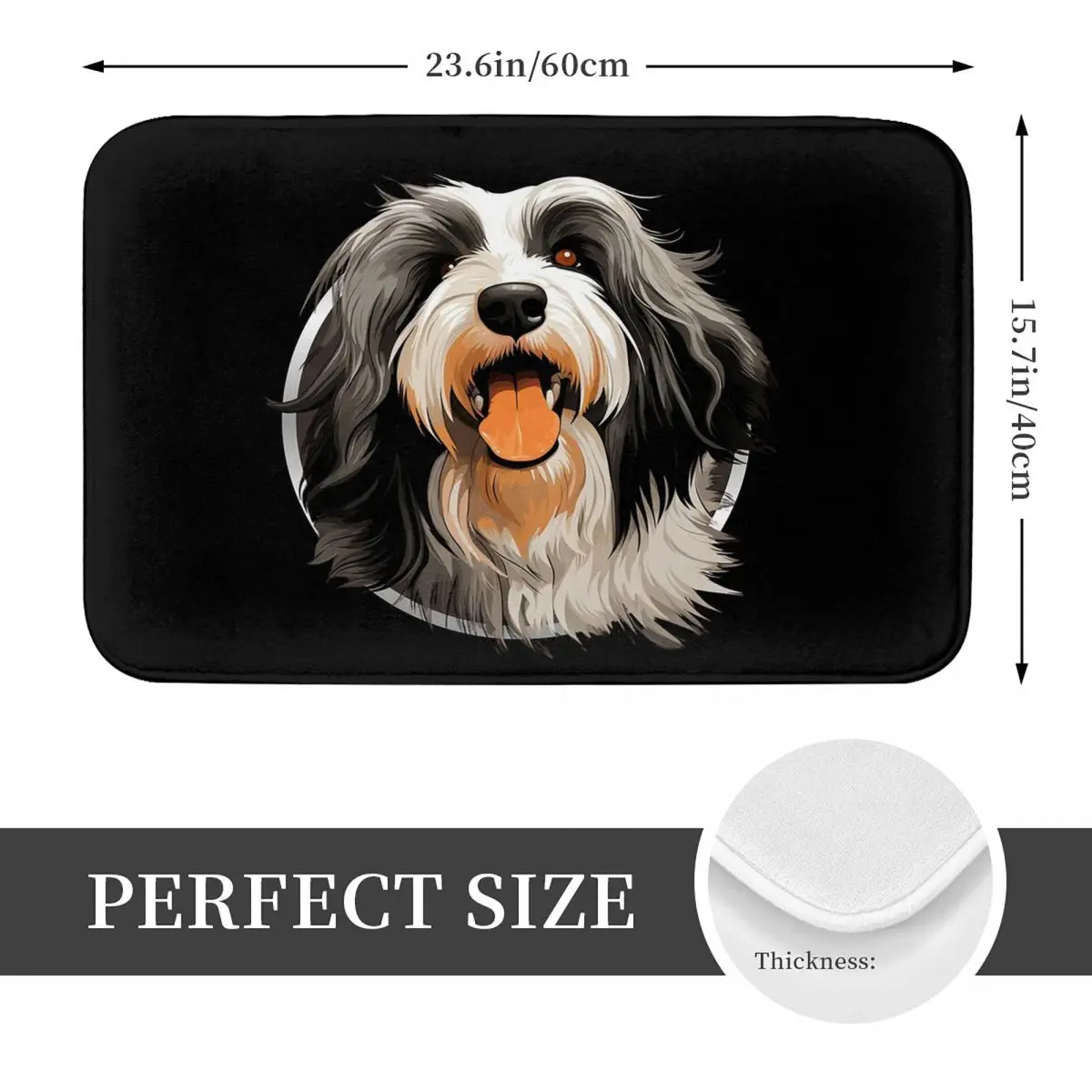 Bearded Collie Dog Cute Funny Gift For Animal Lover Anti-slip Doormat Floor Mat Carpet Rug for Kitchen Entrance Home Footpad Mat