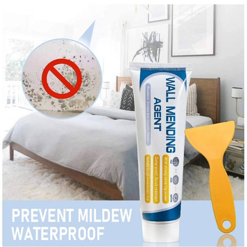 Crema eficaz para reparación grietas en pared, parches pared resistentes agua y secado rápido, solución uso