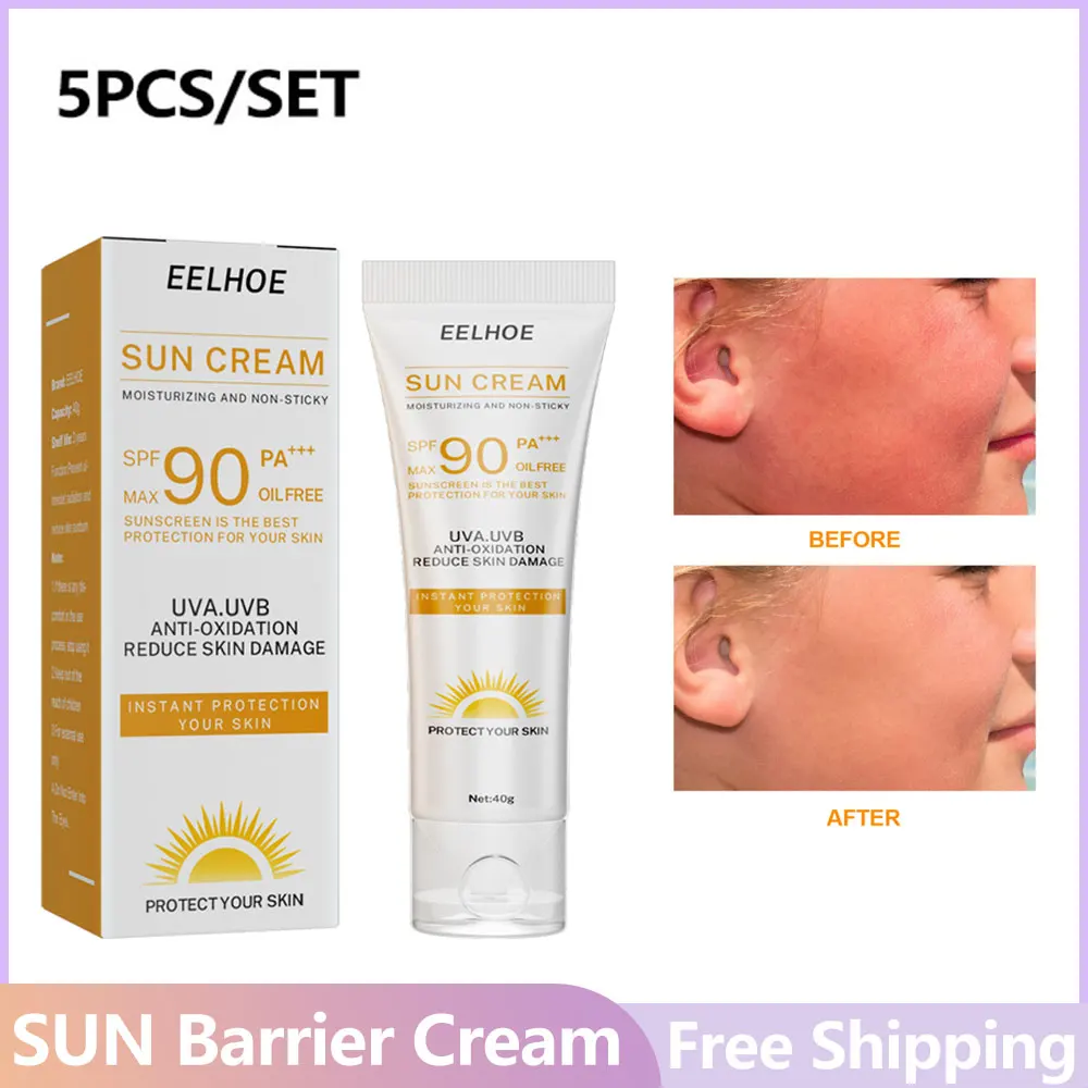 5PCS Sunscreen Facial Body Whitening Sun Cream Solar Blocker Moisturizing Refreshing Not Greasy Protector Female Makeup Product