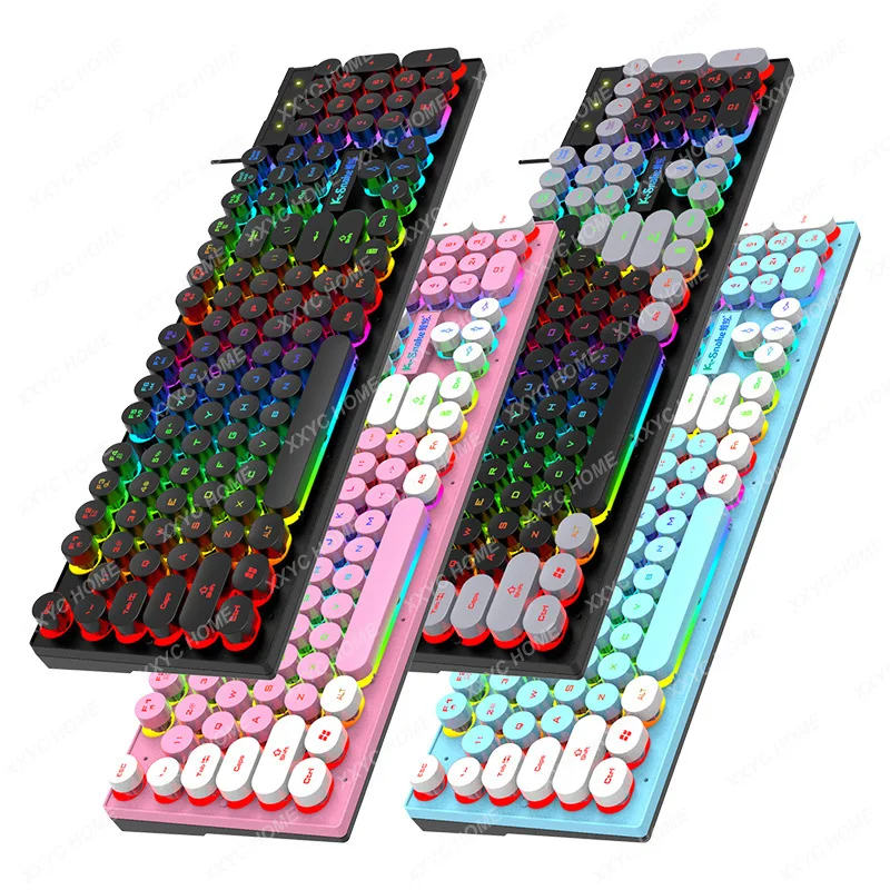 Wired Keyboard Punk Color Matching Luminous Fashion Desktop Computer Notebook