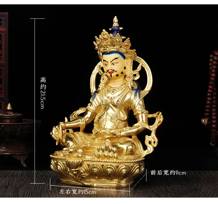 

Wholesale Buddhist supplies Nepal gold-plating brass Yellow Jambhala fortune god Buddha HOME Family GOOD statue