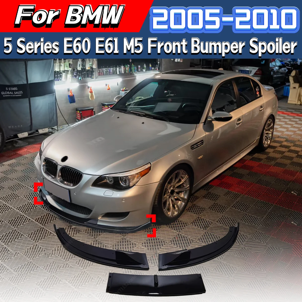 

For BMW 5 Series E60 E61 M5 2005 2006 2007 2008 2009 2010 Front Bumper Splitter Lip Front Splitter Shovel Car Body Modification