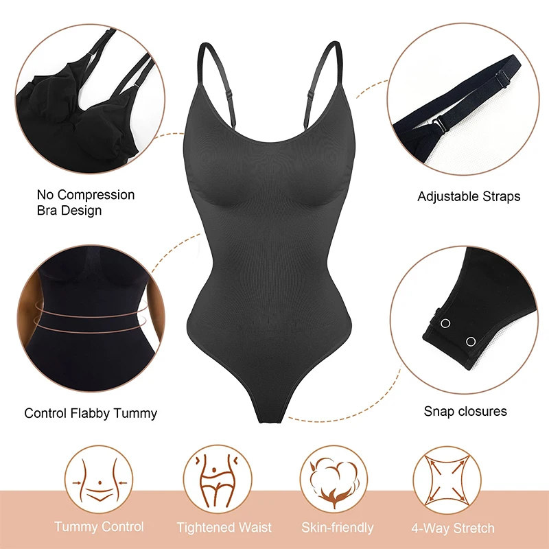 Low Back Bodysuit for Women Tummy Control Shapewear Seamless Sculpting Body Shaper Thong Tank Top Summer Backless Clothing 3XL