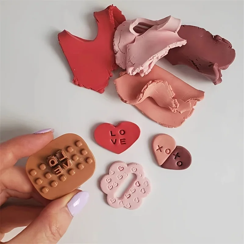 3-teiliges Stempelset für Polymer Clay Bastelarbeiten, DIY Ohrring-Schneideformen, Schmuckanhänger-Gussformen mit Mini-Aufbewahrungsbox – Detail 3