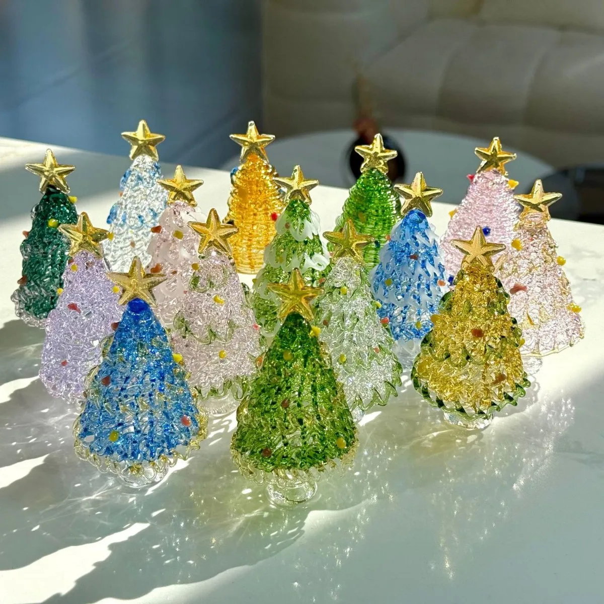 Glass Christmas Tree Glass Art Christmas Gift Desktop Decoration Gift Ornament