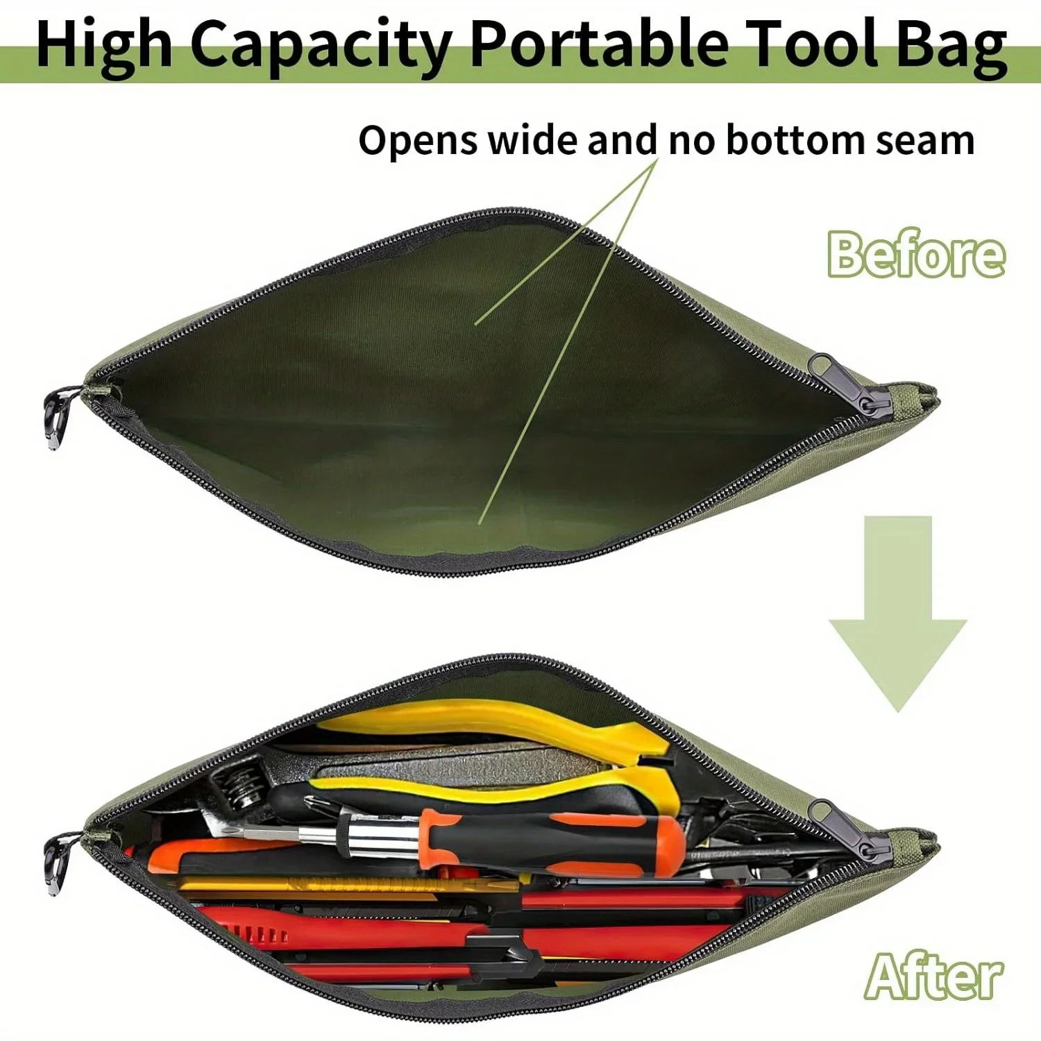 4 قطعة/المجموعة أداة حقيبة سستة الحقيبة ، فائدة متعددة الأغراض التخزين المنظم أداة الحقائب مع حلقة تسلق سحاب معدني للأدوات #4