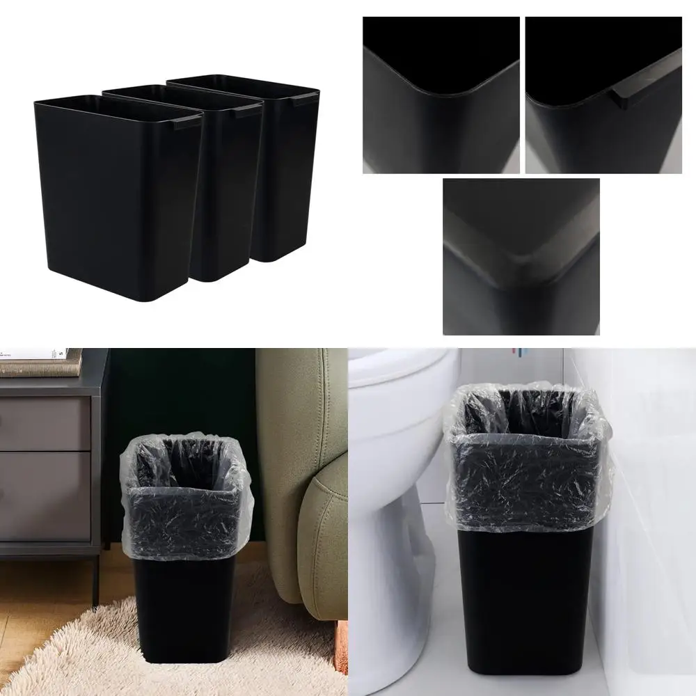 

набор из 3-х корзин для мусора черного цвета емкостью 4,5 галлона для мусора, переработки и многого другого