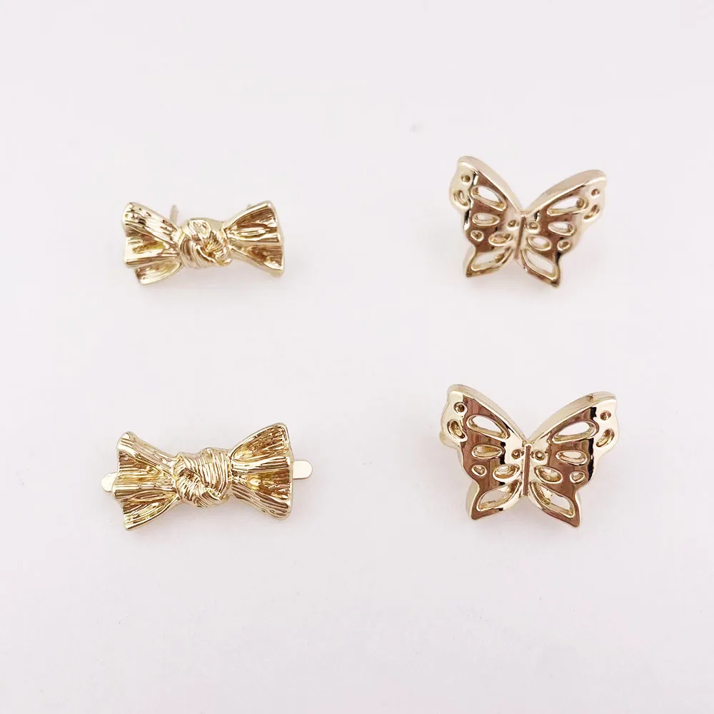 10pcs Bag Bowknot Butterfly Decorate Buckles 25mm Handbag Deco Feet Button Sweater/Shoe DIY Love Heart Hardware Accessories